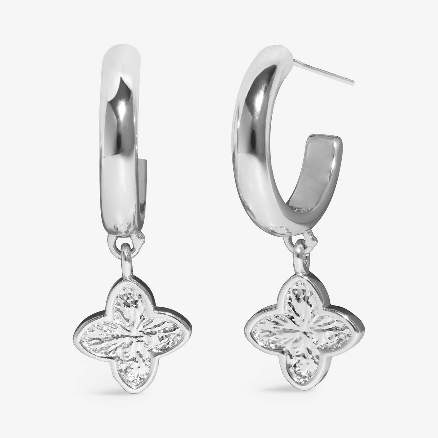 SIGNATURE CLOVER COLLECTION | TEXTURED CLOVER SP Hoop Drop Earrings by Joma (Copy)