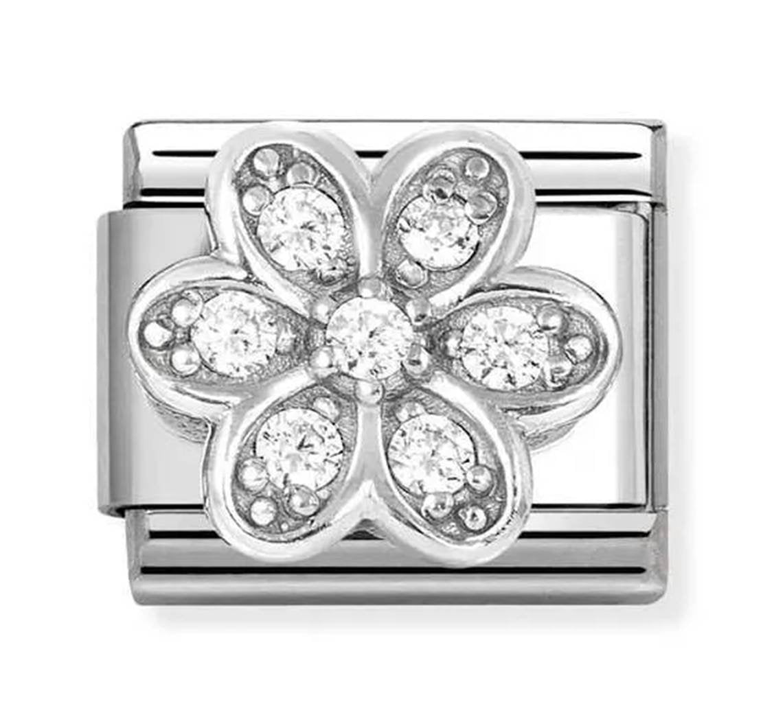 NOM DAISY WITH CZ FLOWER CHARM SIL SH