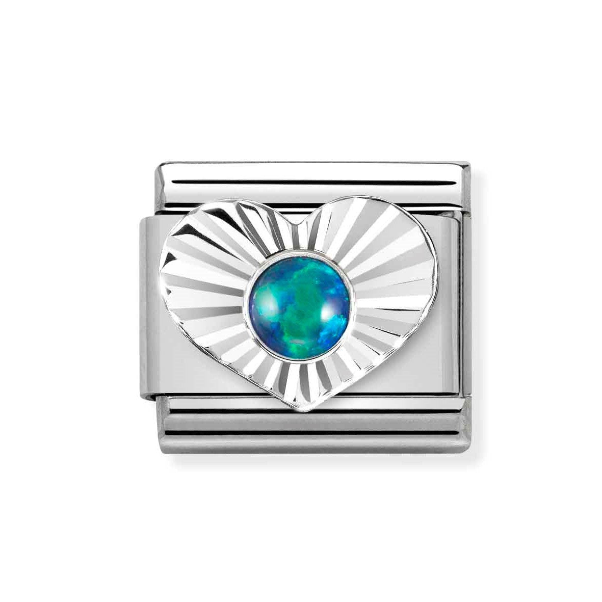 NOM GREEN OPAL DIA CUT HEART - SILV SH