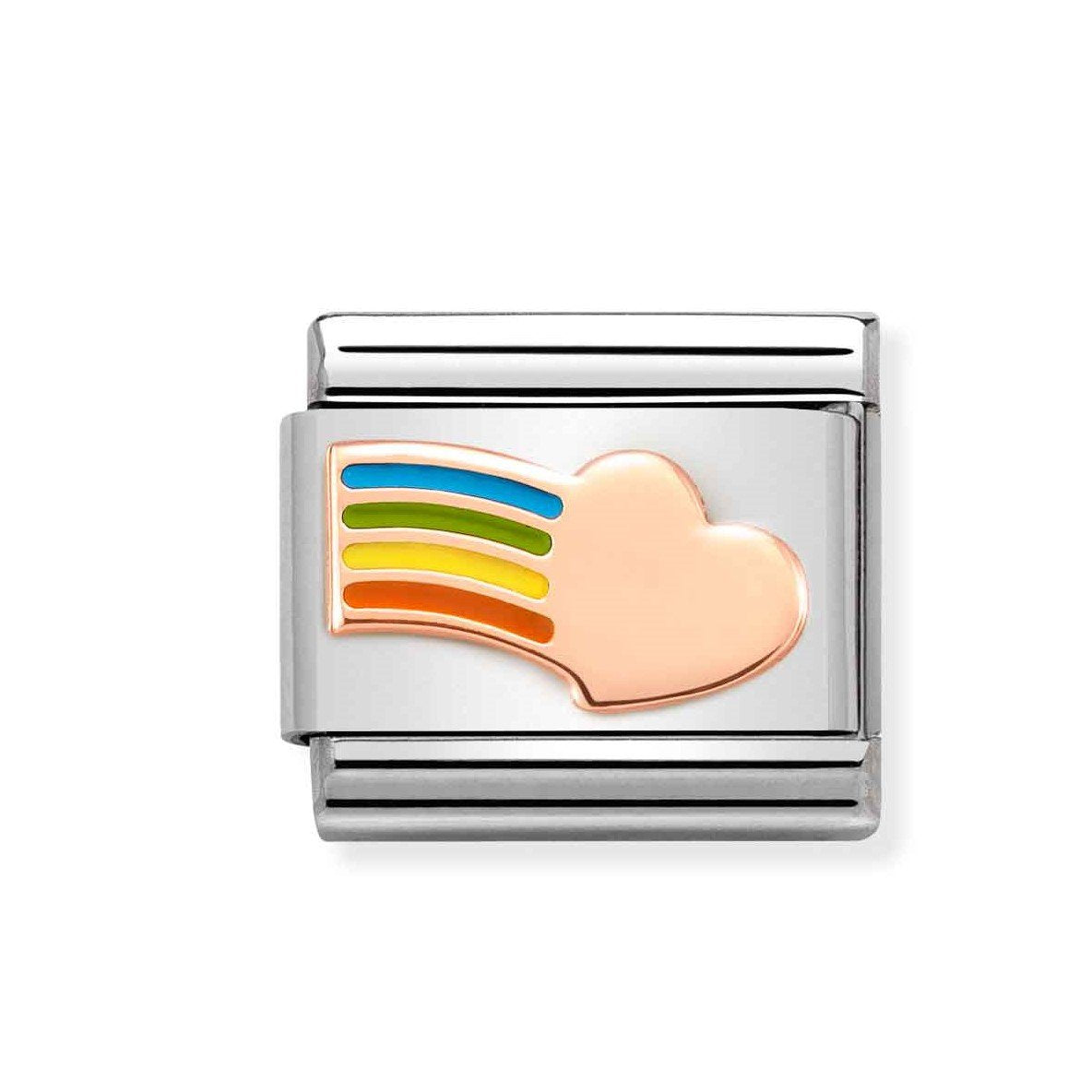 NOM ROSE GOLD RAINBOW HEART ENAMEL