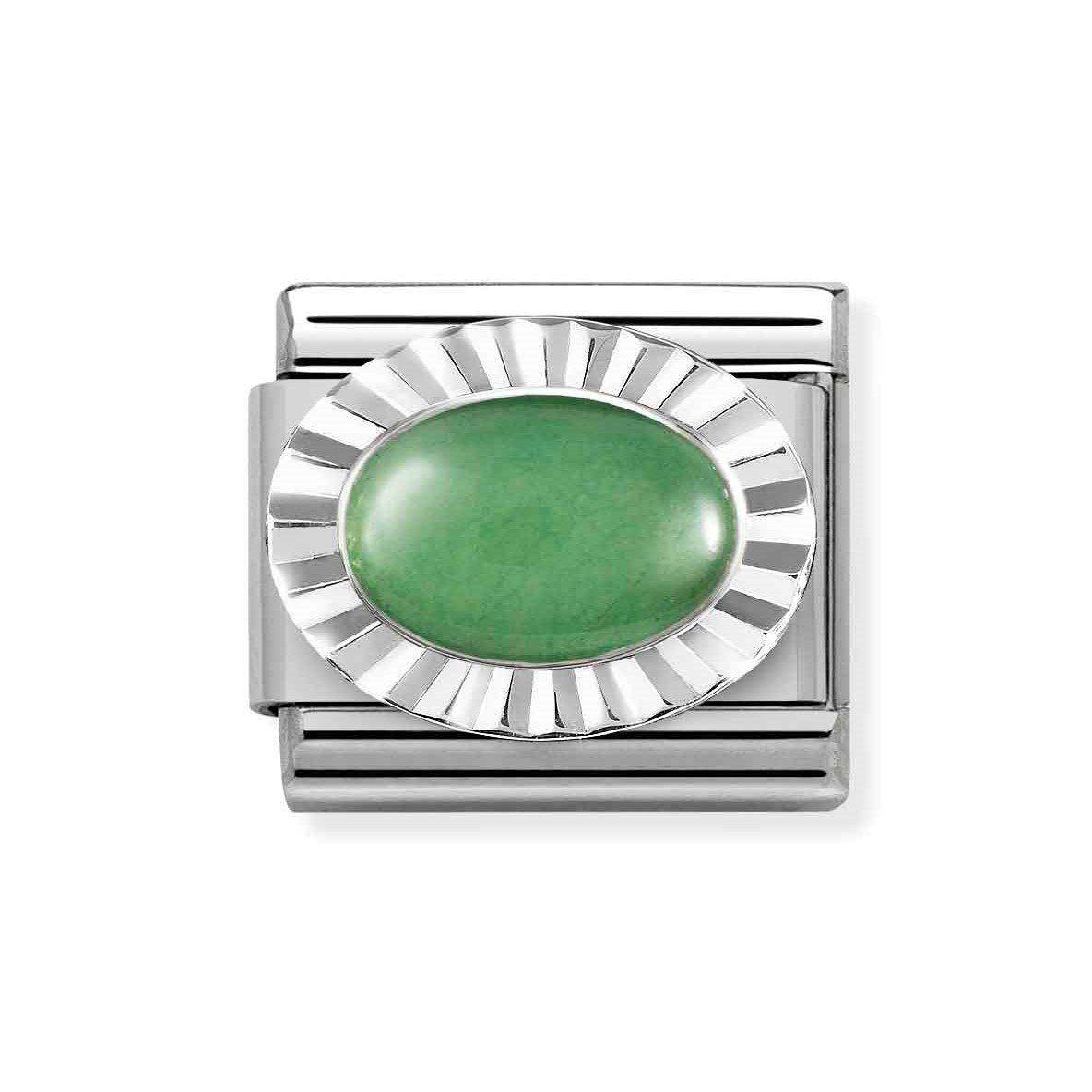 NOM AVENTURINE DIAMOND CUT OVAL - SILV SH
