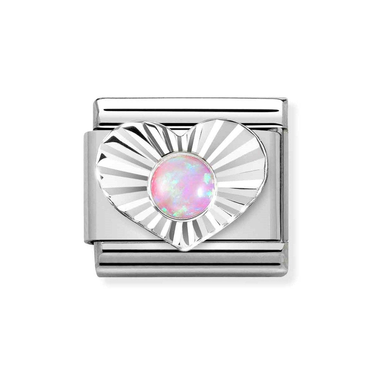 NOM PINK OPAL DIA CUT HEART - SILV SH
