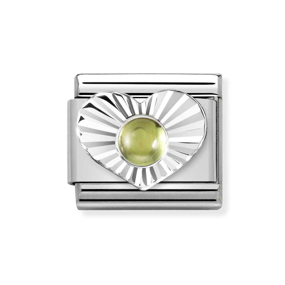 NOM PERIDOT DIA CUT HEART - SILV SH