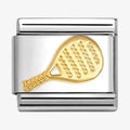 030106/26 GOLD PADDLE TENNIS RACKET CHARM