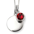 SILV RND RUBY CZ & SILV DISC JULY PENDANT