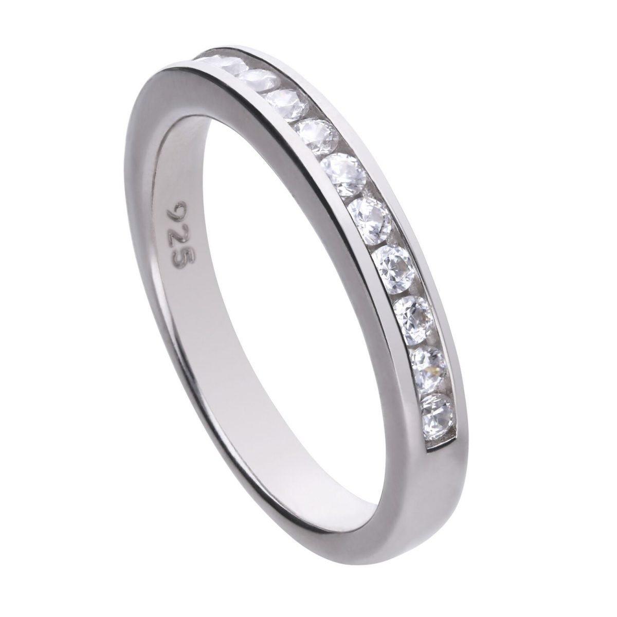 SILV ZIRC DIAMONFIRE CHANNEL SET 1/2 ET RING