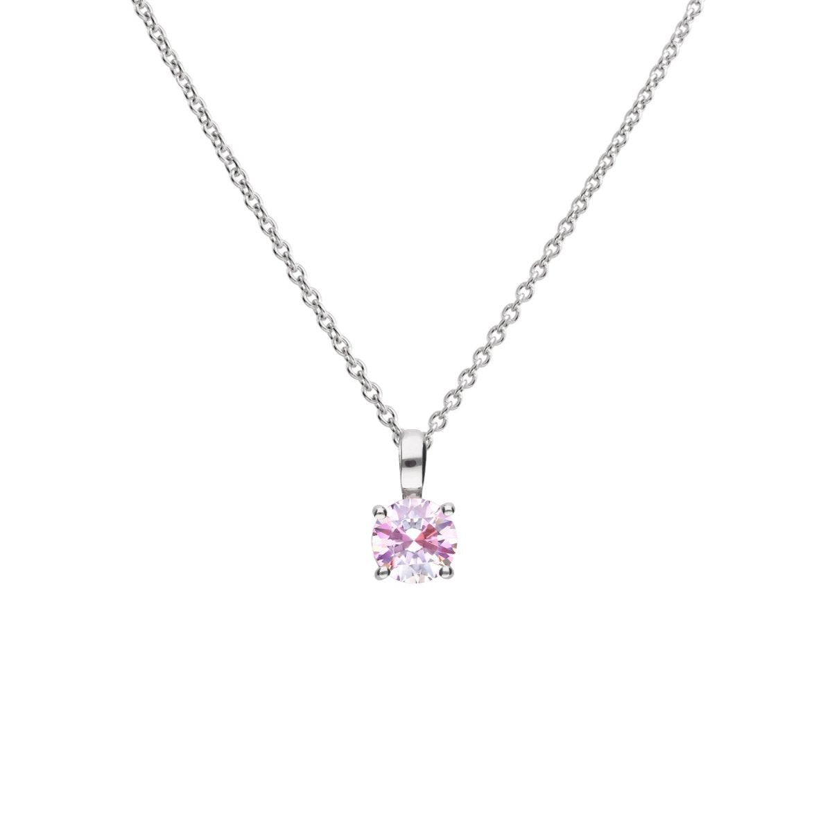 SILV ZIRC DF SOLITAIRE PALE PINK CLW STUD PEND