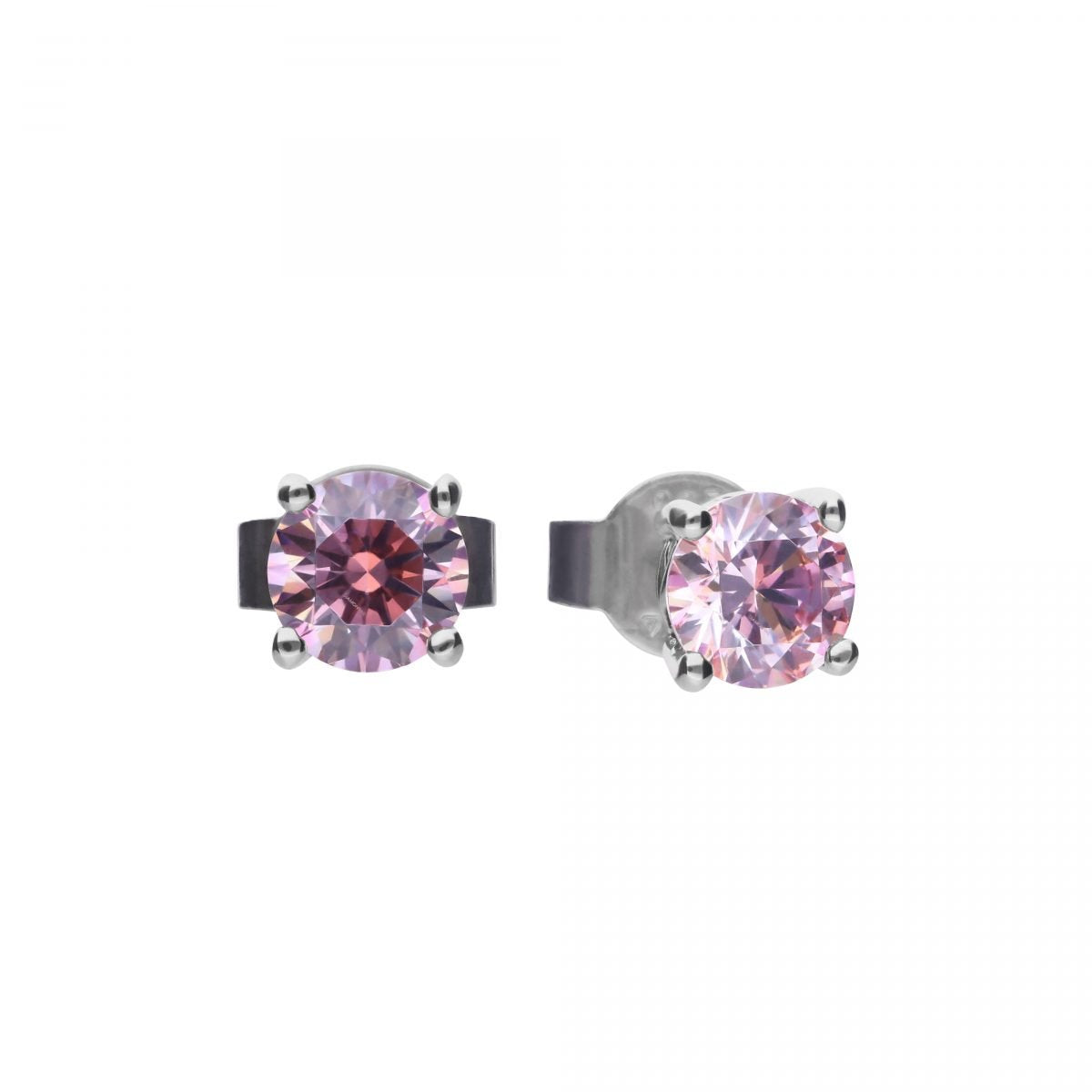 SILV PINK ZIRC DIAMONFIRE SOLITAIRE CLW STUD ER