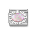 NOM PINK OPAL DIA CUT OVAL - SILV SH