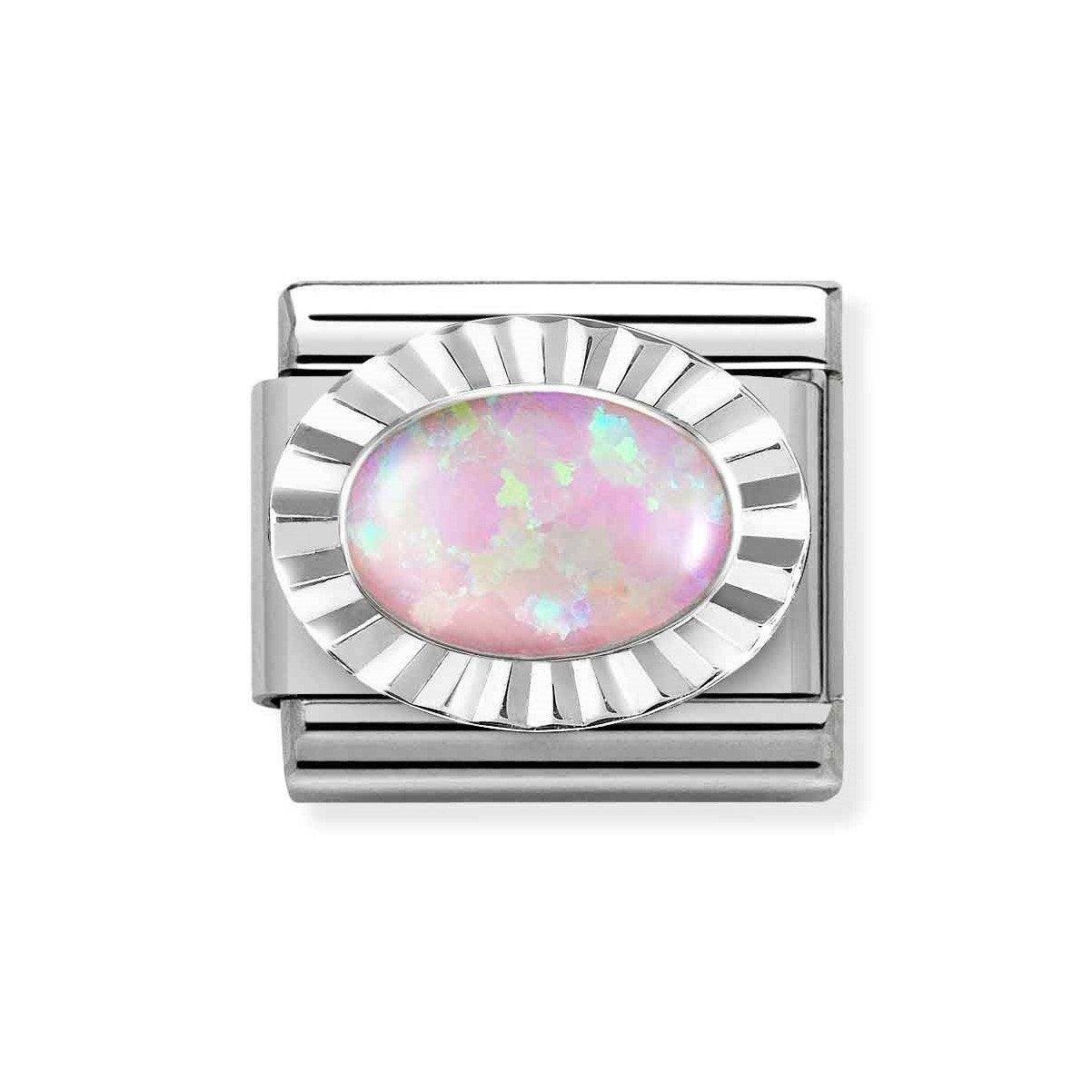 NOM PINK OPAL DIA CUT OVAL - SILV SH