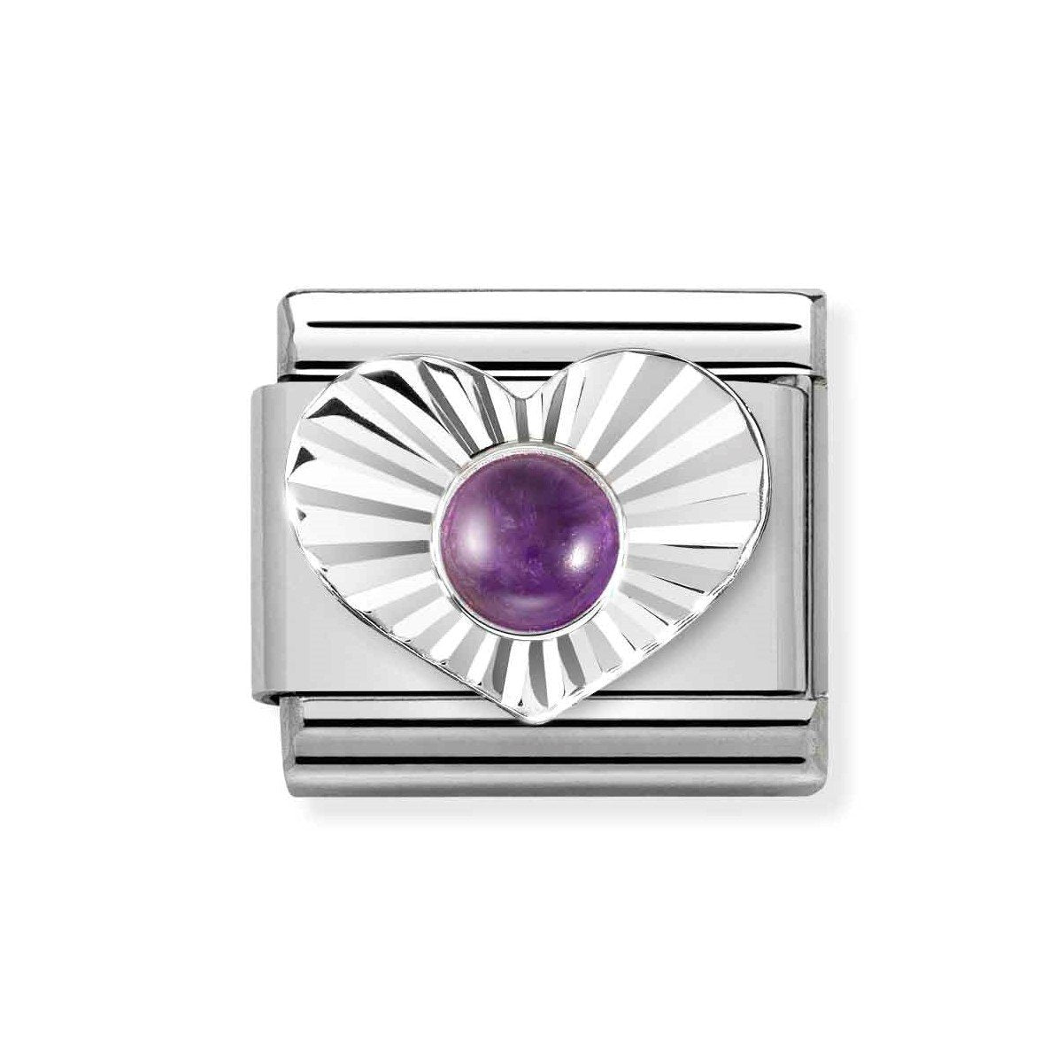 NOM AMETHYST DIA CUT HEART - SILV SH