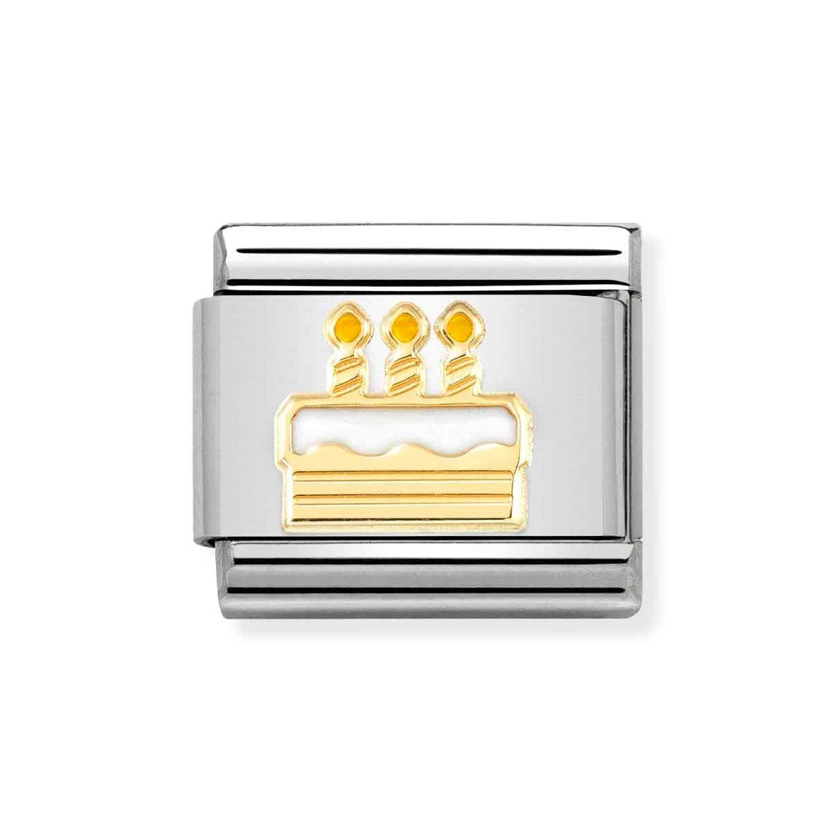 NOM BIRTHDAY CAKE WHT ENAMEL - SYMBOLS