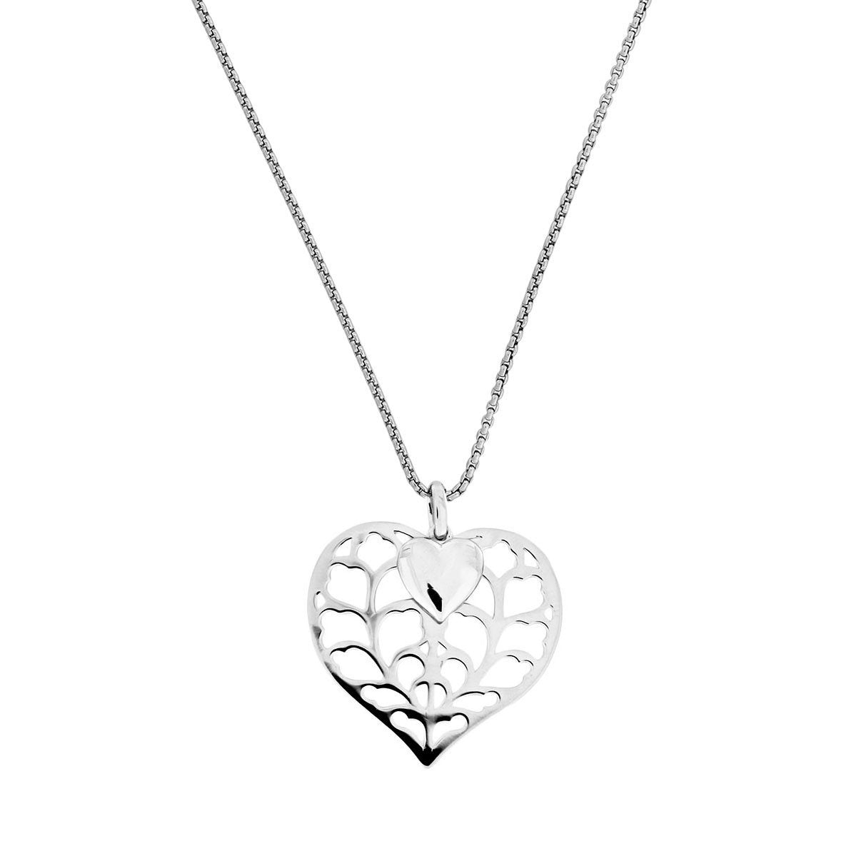 SILVER HEART OF YORKSHIRE LARGE DOUBLE PENDANT DC FINE BELCHER 32"