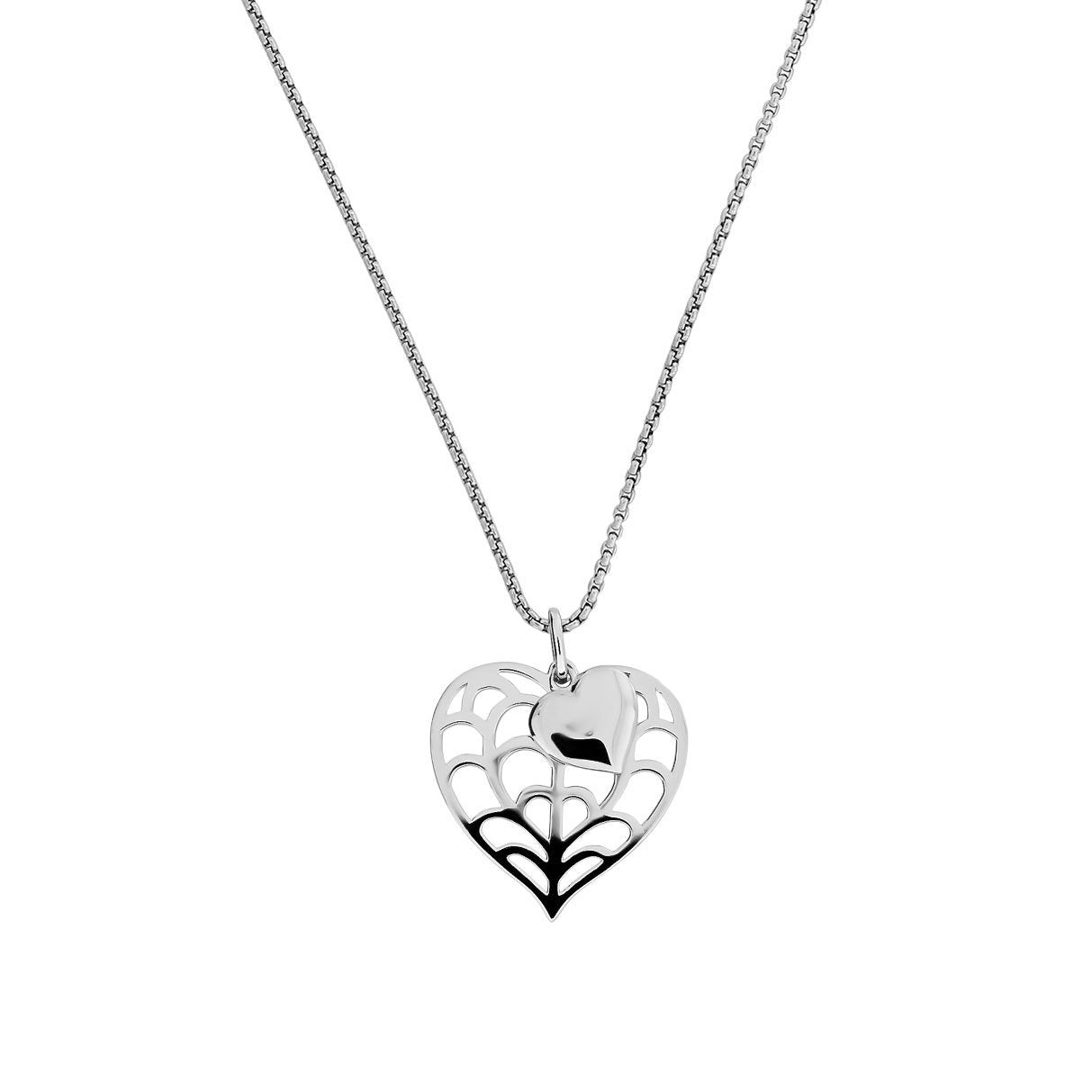 SILVER HEART OF YORKSHIRE SMALL DOUBLE PENDANT DC FINE BELCHER 18"