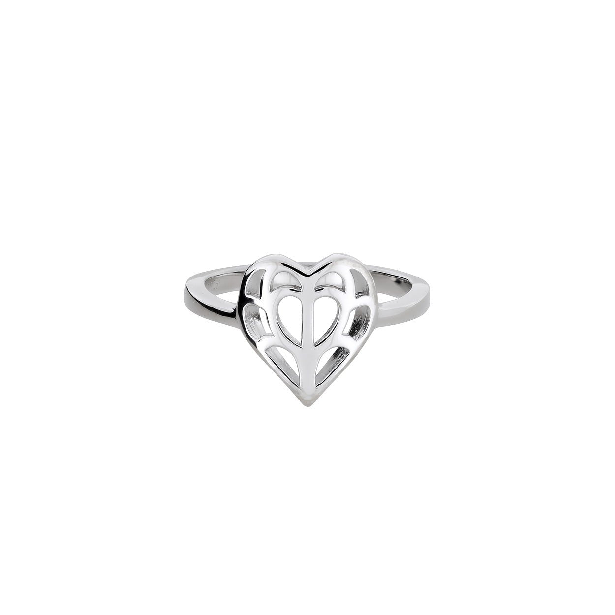 SILVER HEART OF YORKSHIRE SMALL OPEN HEART RING