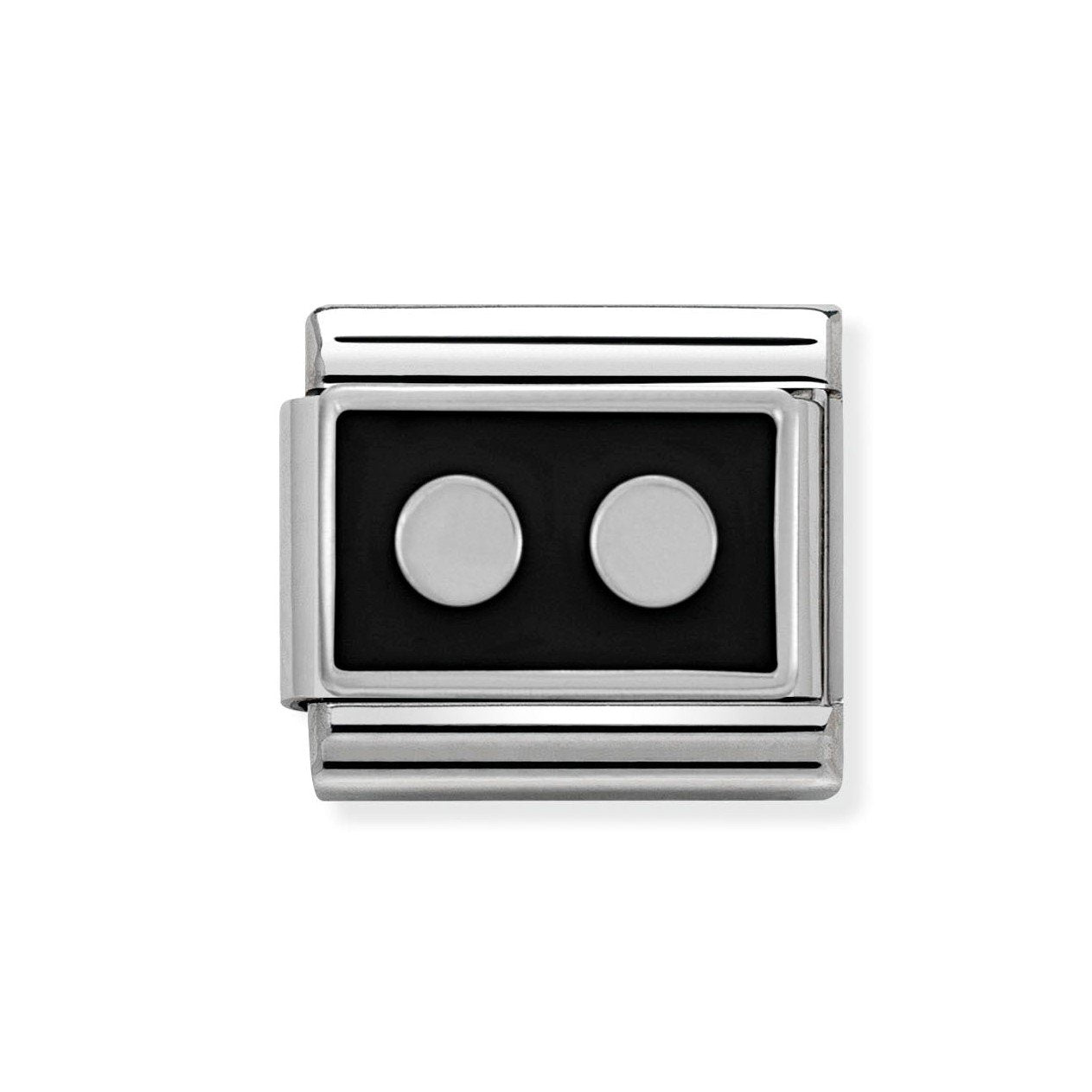 NOM BLK ENAMEL 2 SILV DOTS SILV SHINE - PLTE SYMBOL