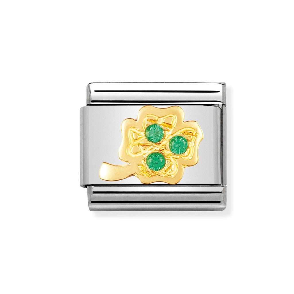NOM CZ GREEN 4 LEAF CLOVER - CZ GOOD LUCK