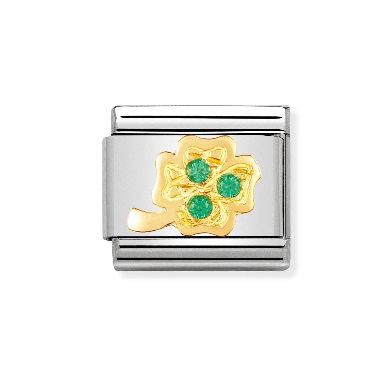 NOM CZ GREEN 4 LEAF CLOVER - CZ GOOD LUCK