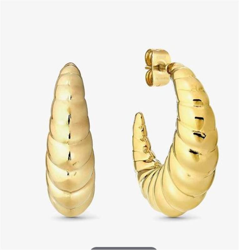 Nomination Ecclettica Gold PVD Plated Steel Croissant Textured Hoop Earrings