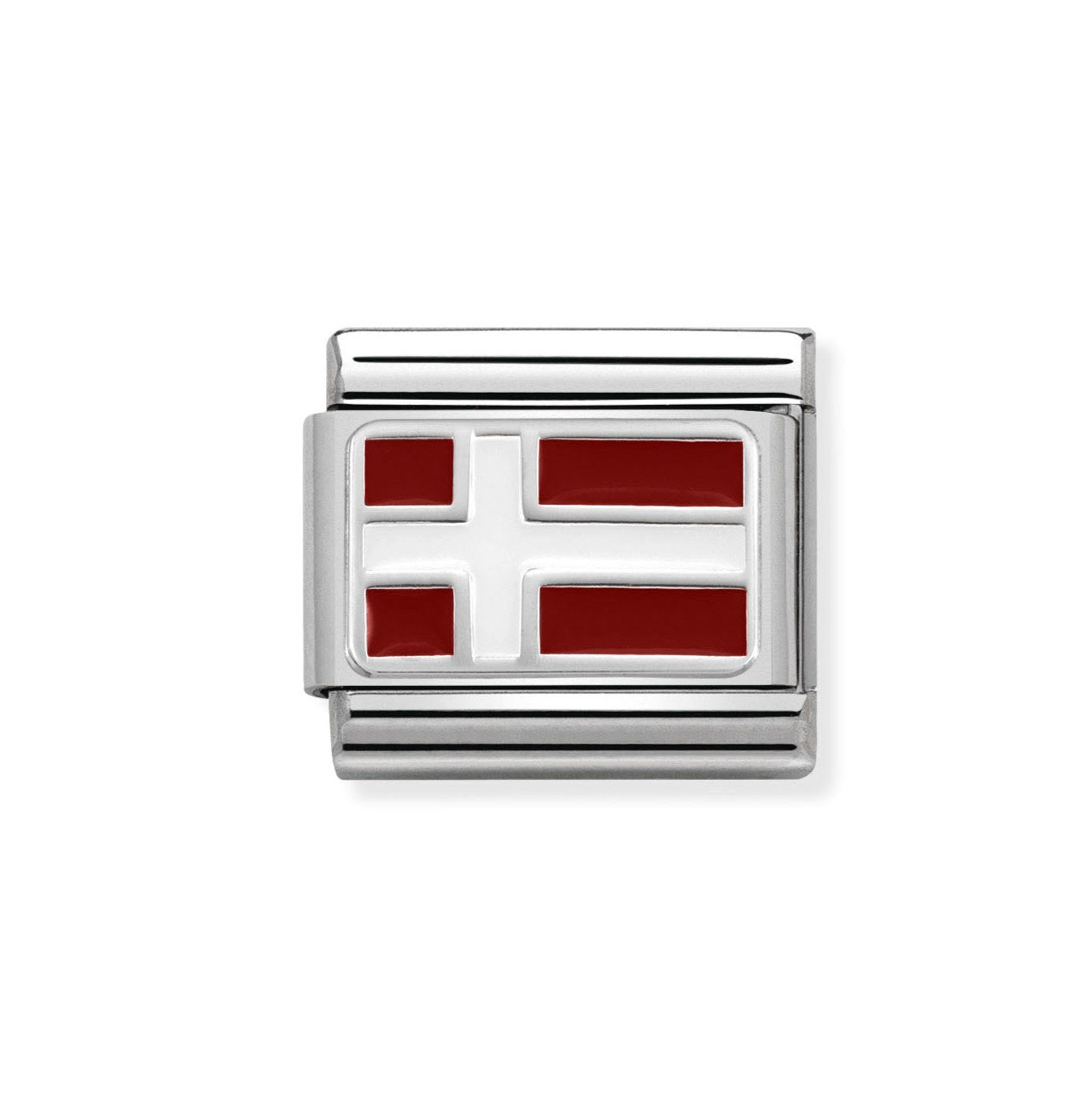 NOM DENMARK ENAMEL FLAG SILV SHINE