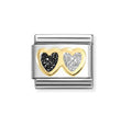 NOM DBLE BLK & WHT HEART - GLITTER SYMBOLS