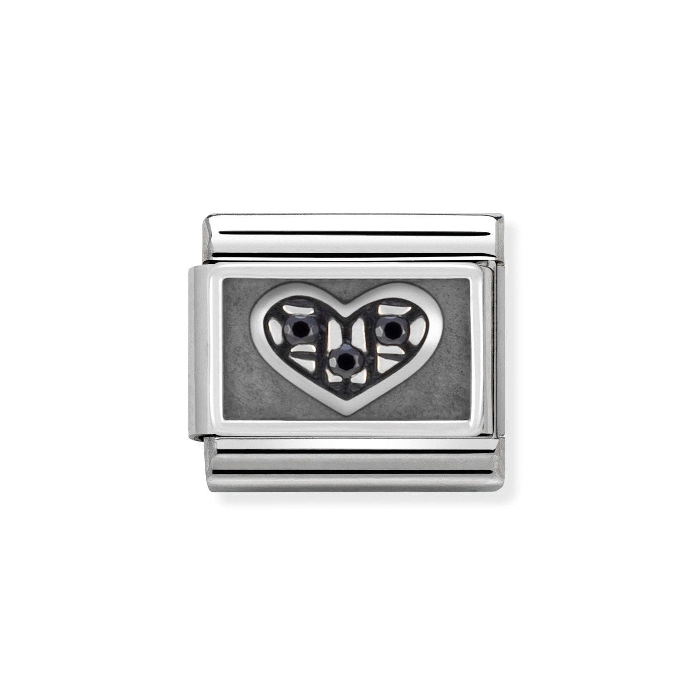NOM BLK CZ HEART - OXIDISED SYMBOL