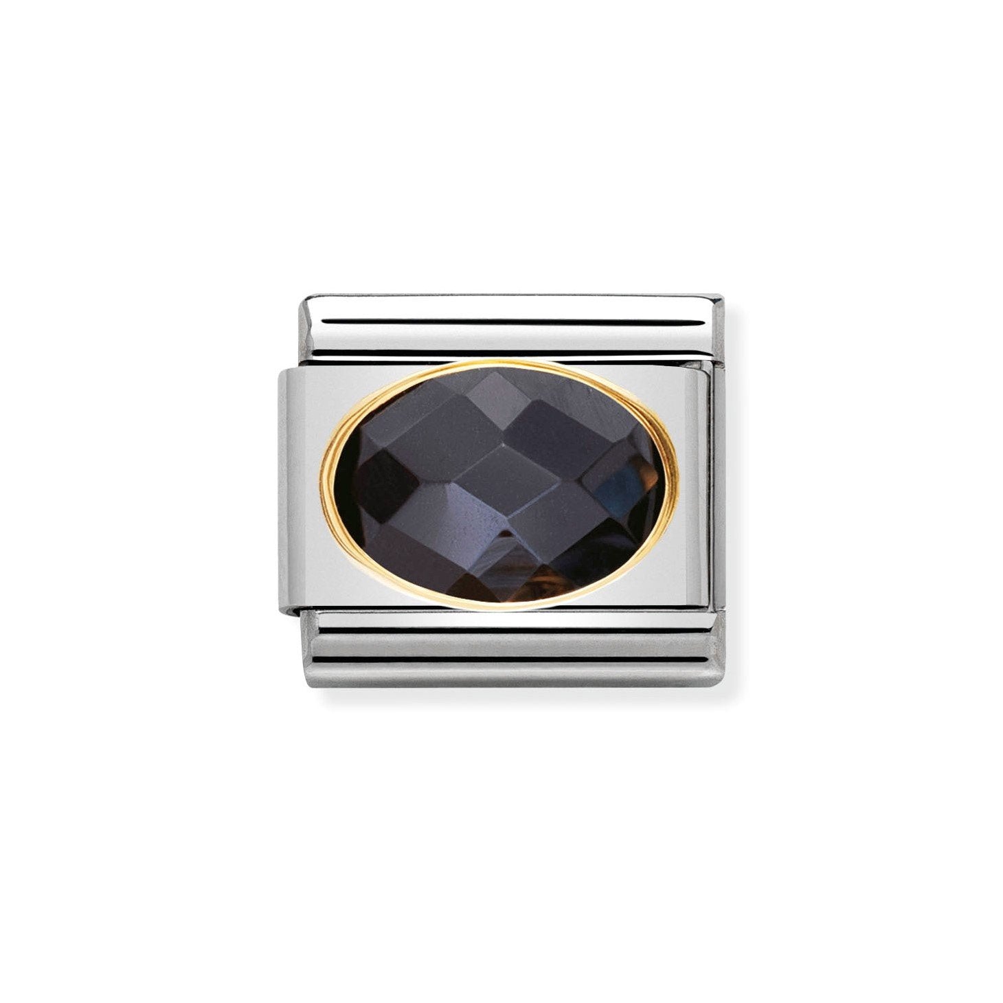 NOM OVAL CZ BLACK 18YG - OVAL CZ