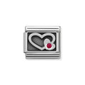 NOM RED CZ HEART - OXIDISED SYMBOL