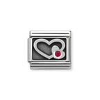 NOM RED CZ HEART - OXIDISED SYMBOL