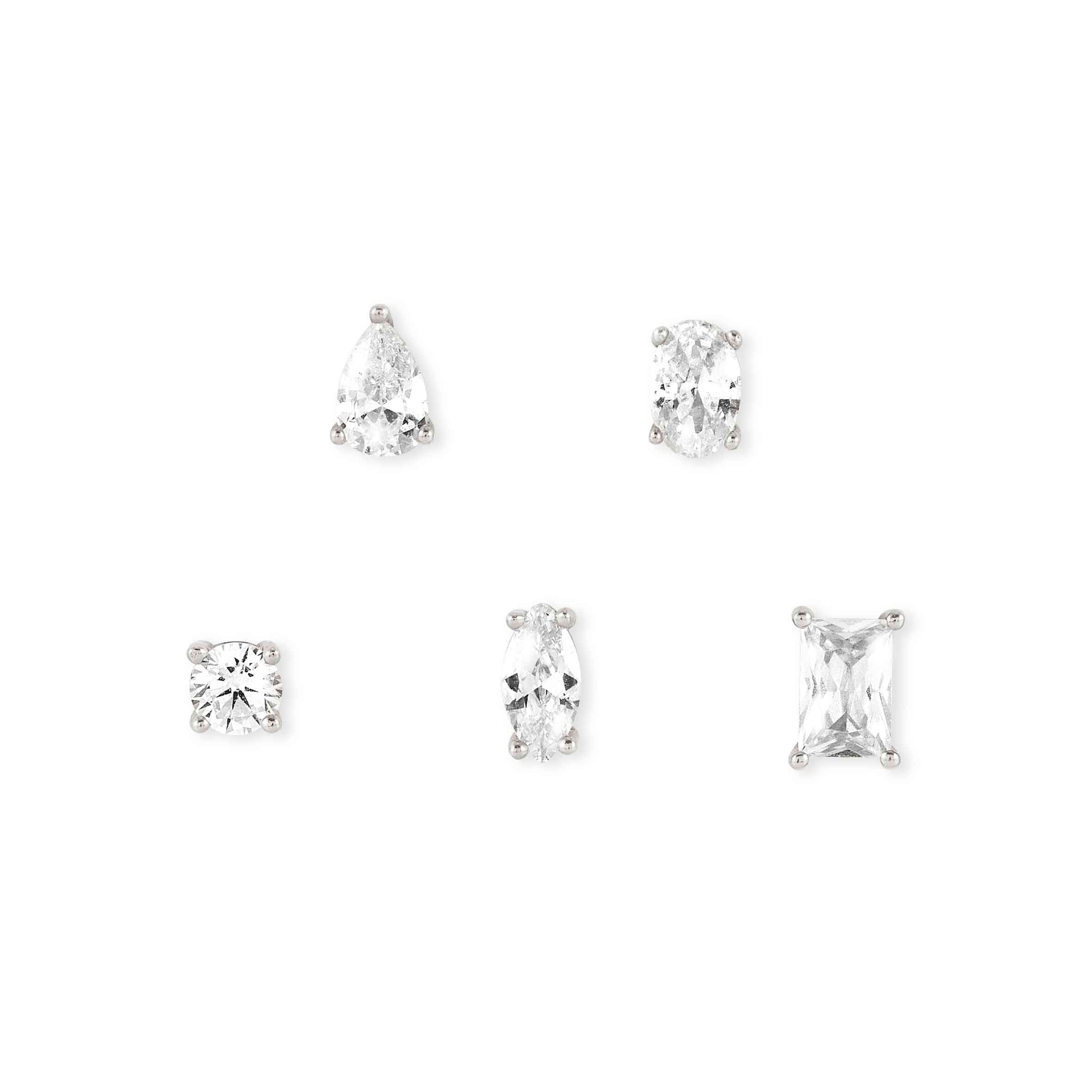 149804/008 NOM SIL CZ MARQ SHAPE STUD ERS - COLOR WAVE