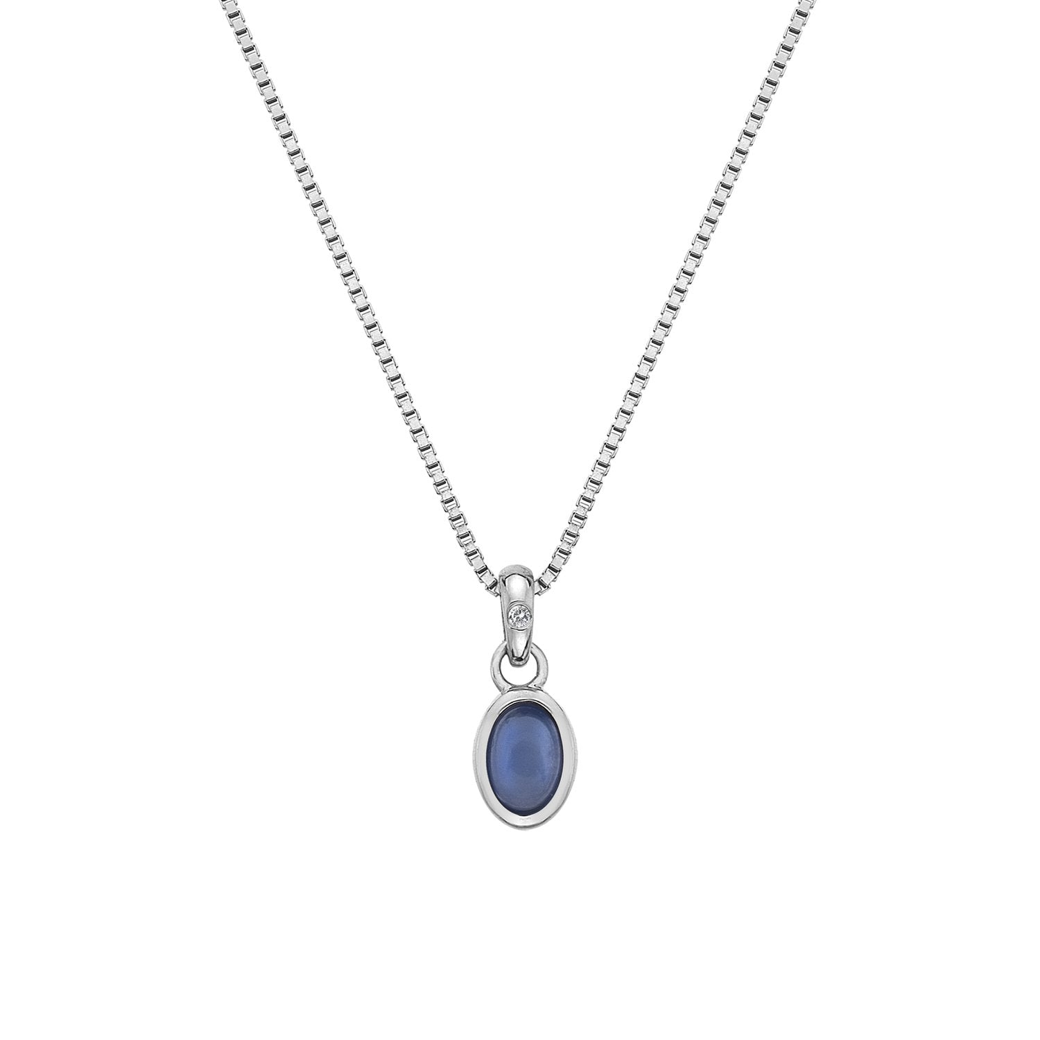 SILV SEPTEMBER PEND HOT DIAMONDS 16-18" BOX CHAIN