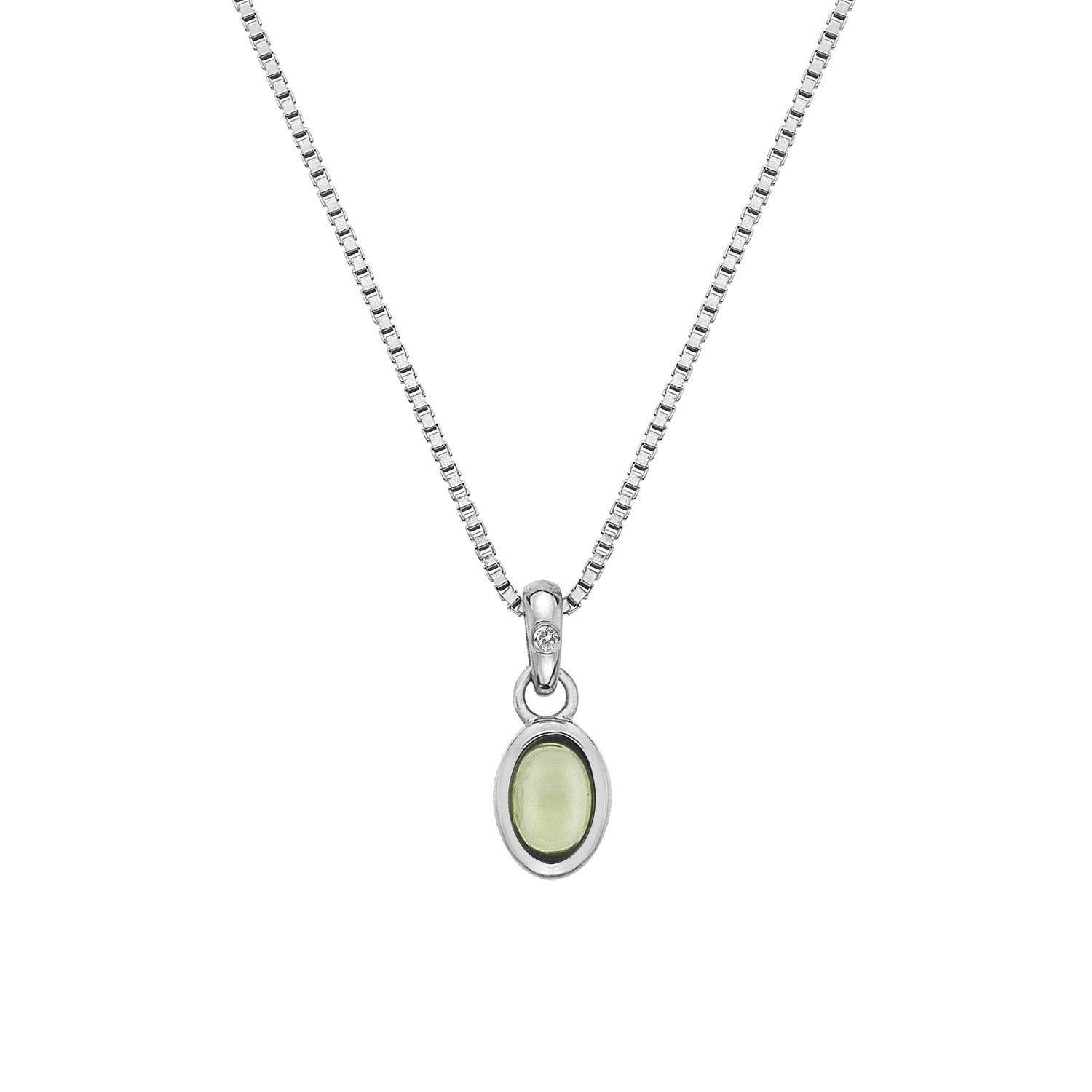 SILV AUGUST PEND HOT DIAMONDS 16-18" BOX CHAIN