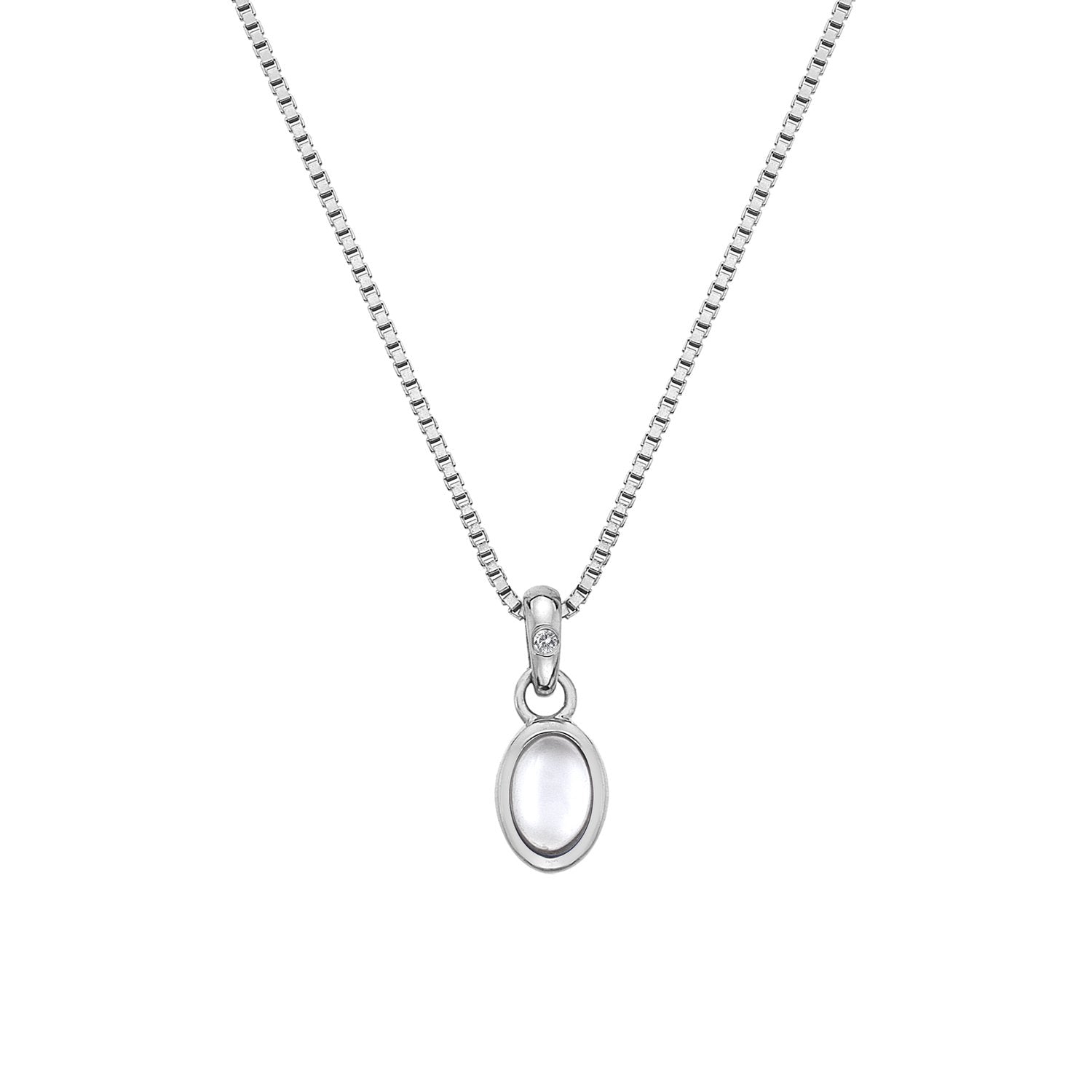 SILV JUNE PEND HOT DIAMONDS 16-18" BOX CHAIN