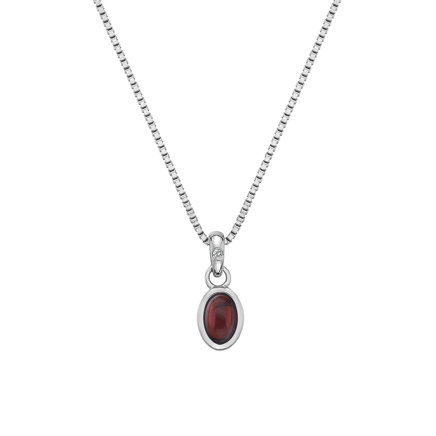 SILV JANUARY PEND HOT DIAMONDS 16-18" BOX CHAIN