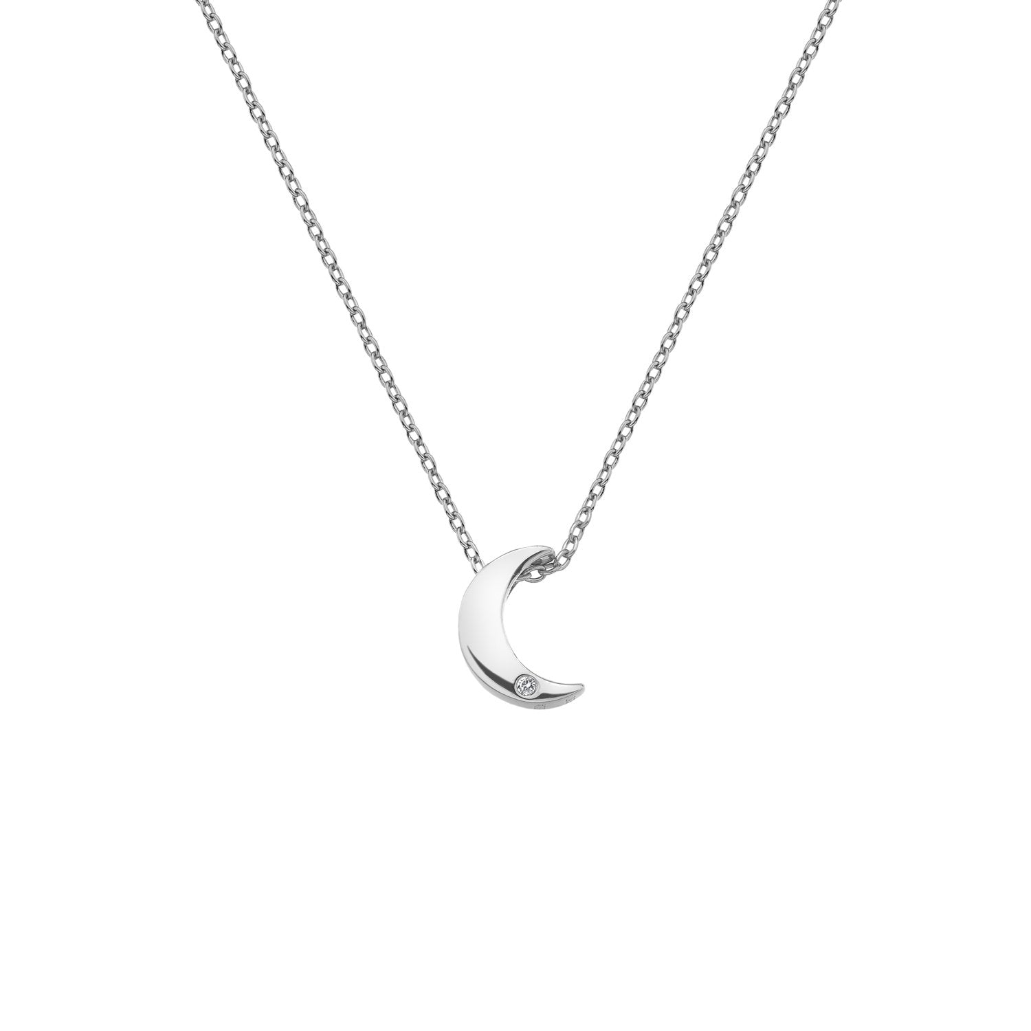 SILV CRESCENT PENDANT HOT DIAMONDS AMULETS