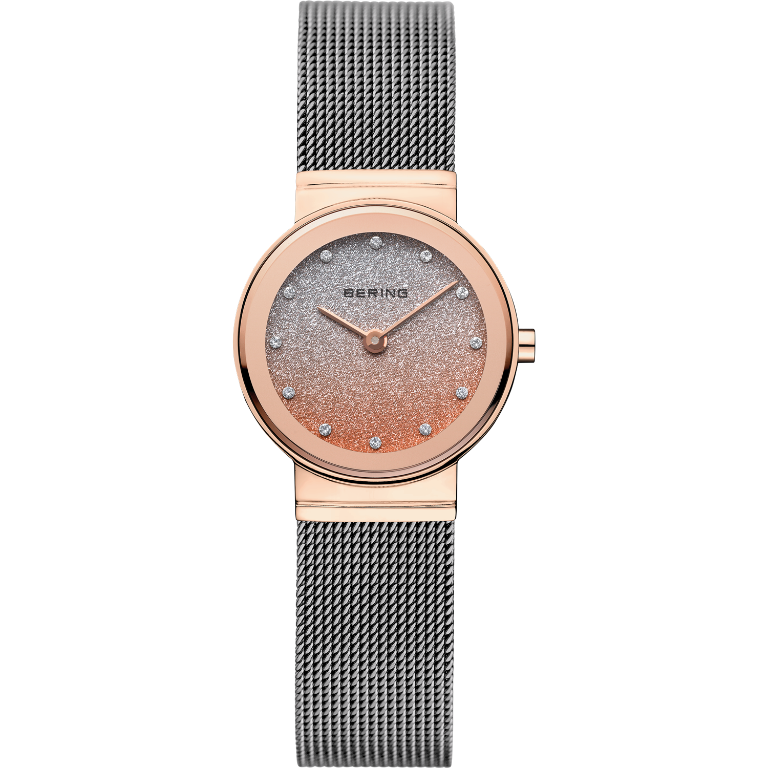 LDS BERING SS RGP RND ROSE GLITTER DL. BW