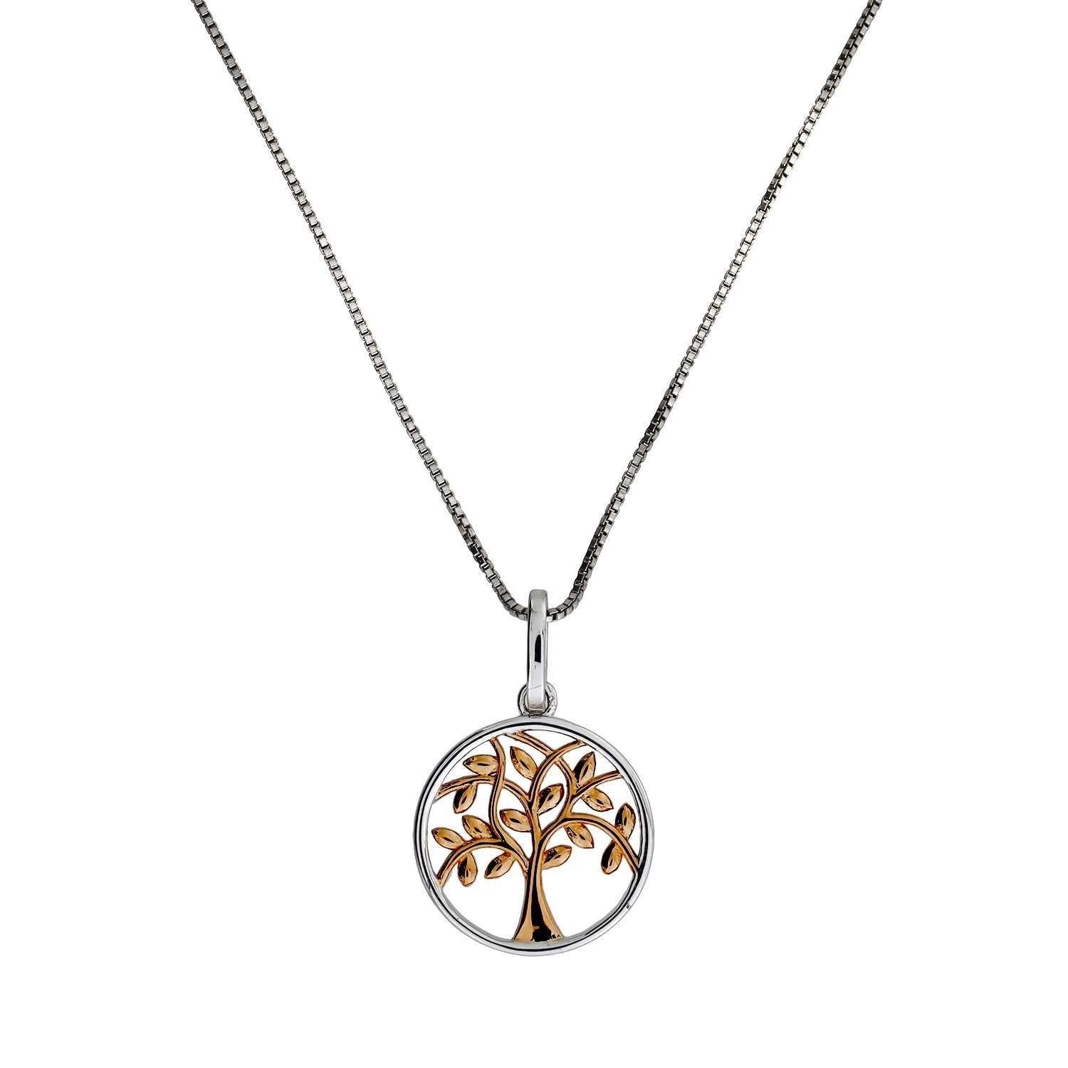 SILV RP & RG TREE OF LIFE ON BOX NECKLET