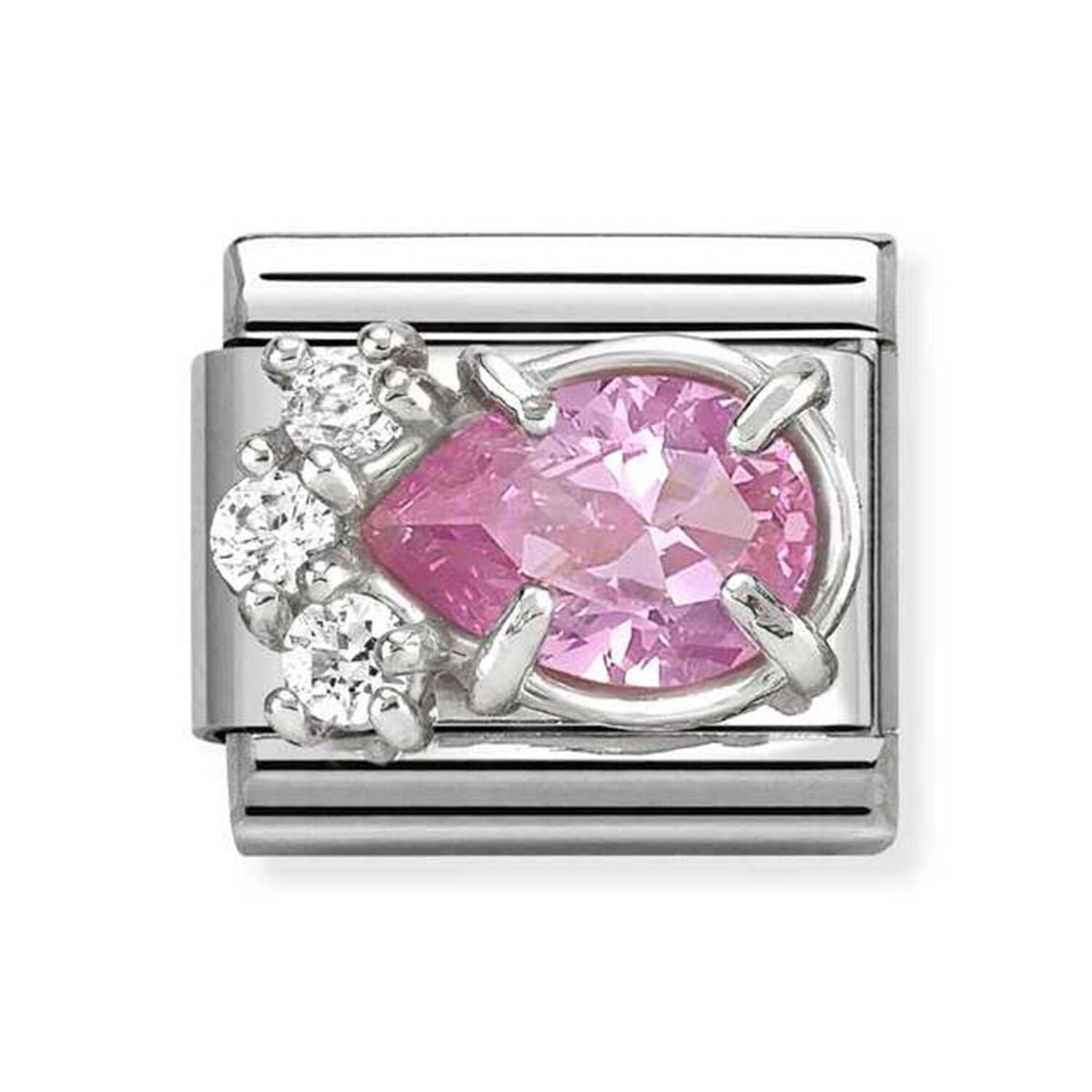 NOM SS CZ SILV SHINE PINK DROP
