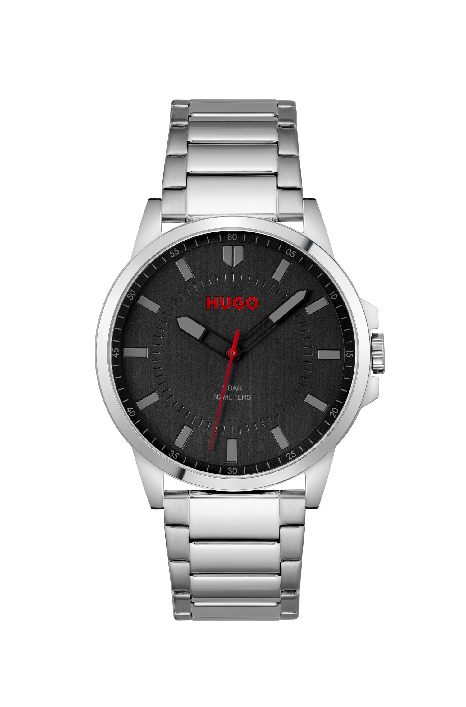GNTS SS HUGO RND BLK RED SEC HAND DL. BW