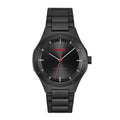 1530450 | GENTS SS BLACK PVD HUGO RND BLK RED SEC HAND DL. WR BW
