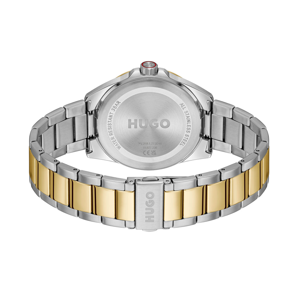 1530452 | GENTS STEEL & GOLD TONE HUGO RND BLACK DL. WR BW