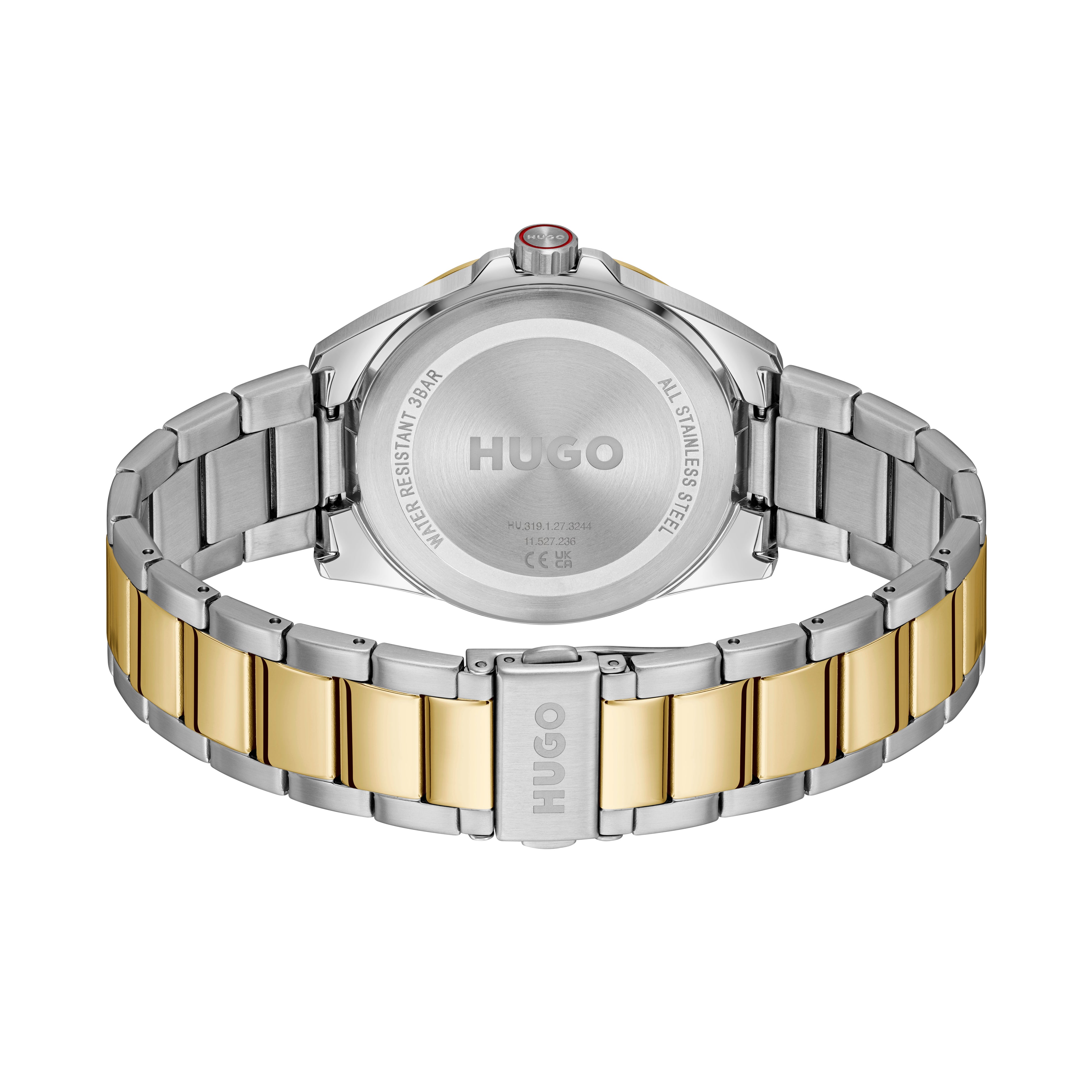 1530452 | GENTS STEEL & GOLD TONE HUGO RND BLACK DL. WR BW
