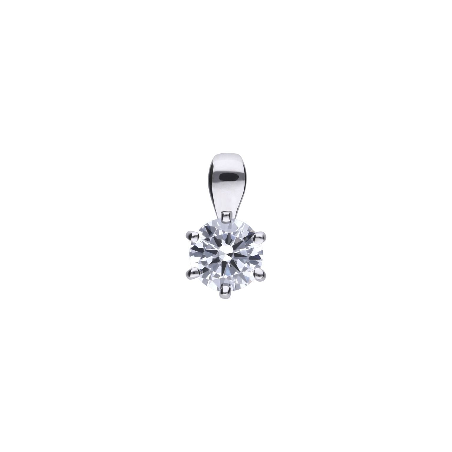SILV ZIRC DIAMOND FIRE 0.25CT SOLIT CLW PENDANT & CHAIN