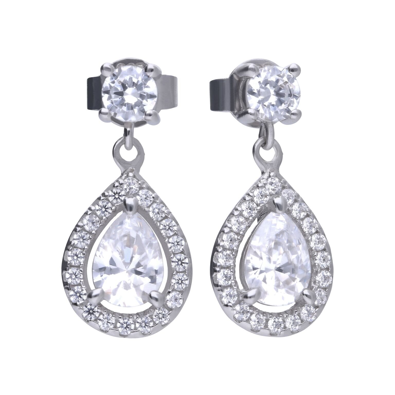 SILV ZIRC DIAMOND FIRE PENDELOQUE DROP ER