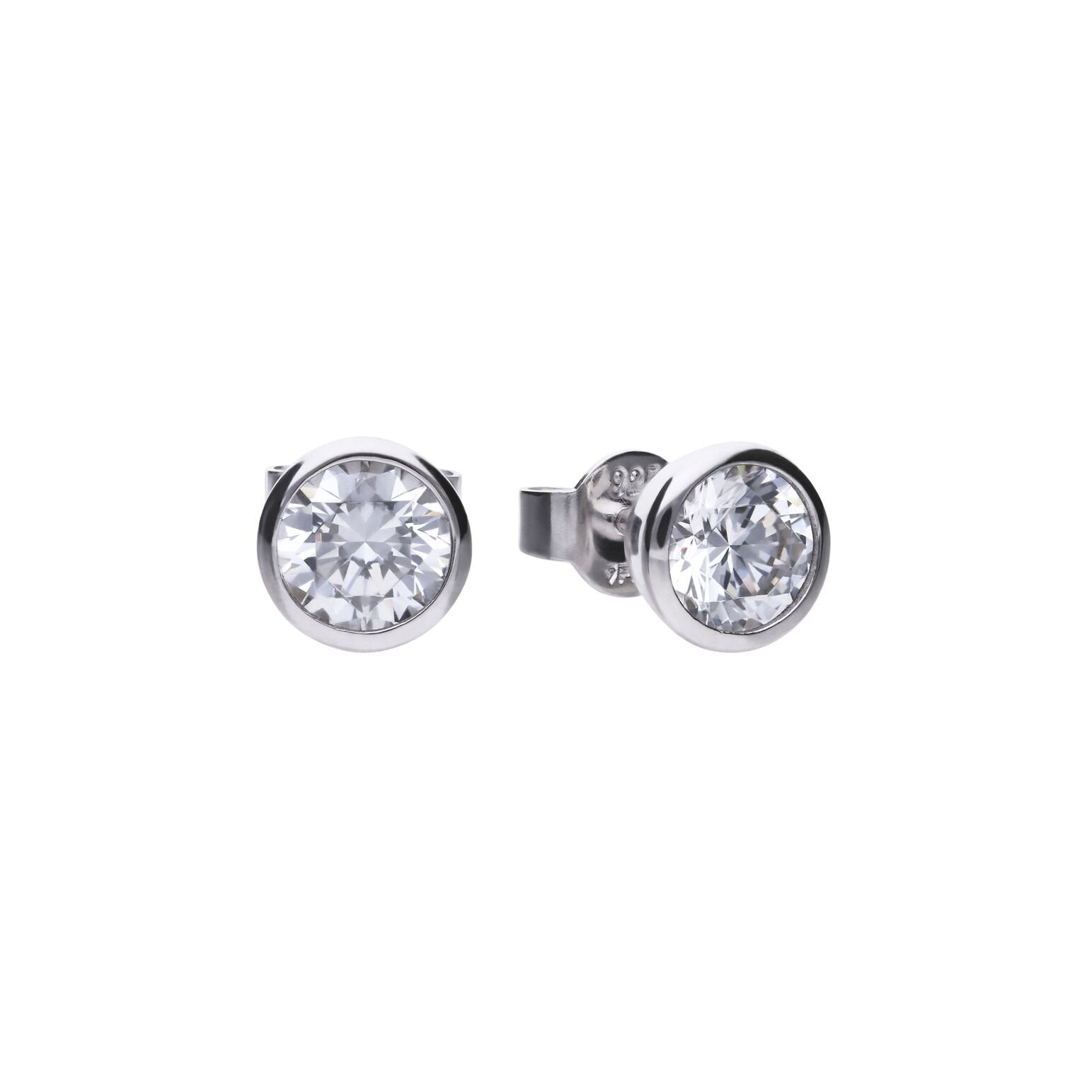SILV ZIRC DIAMONFIRE 2.0CT SOLITAIRE RUB STUD ER