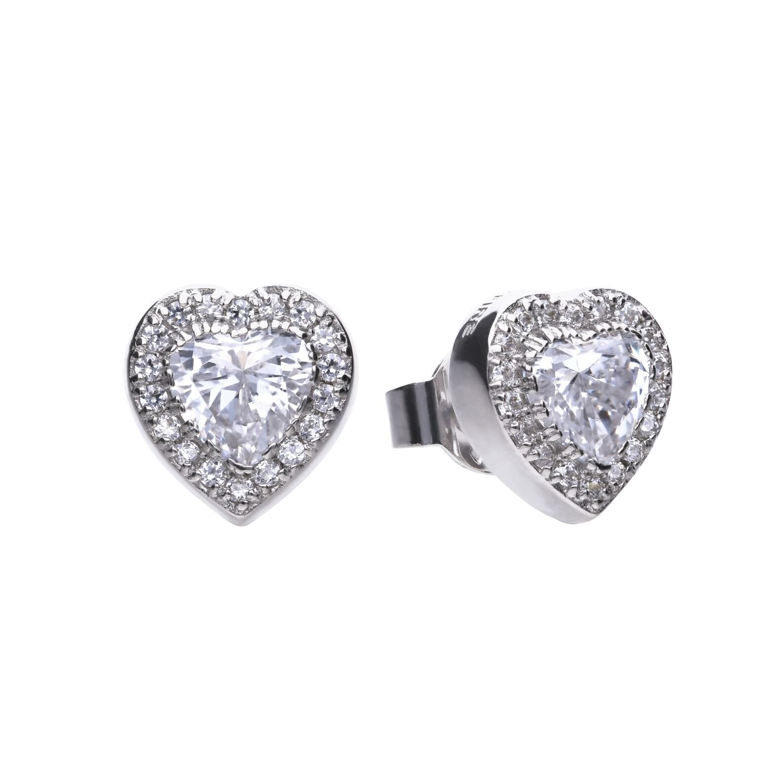 SILV ZIRC DIAMOND FIRE HEART PAVE STUD ER
