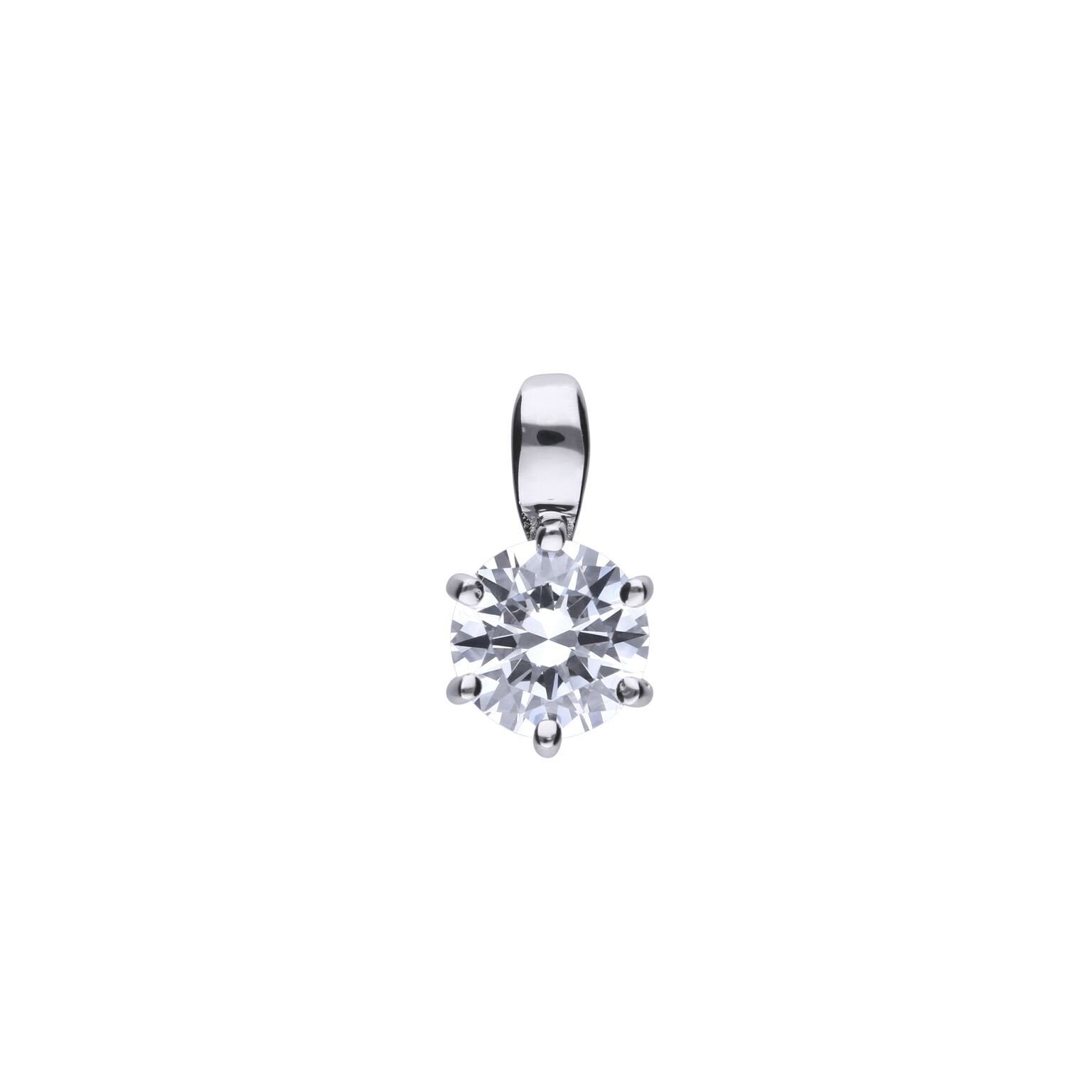 SILV ZIRC DIAMONFIRE 1.0CT SOLIT CLW PENDANT & CH