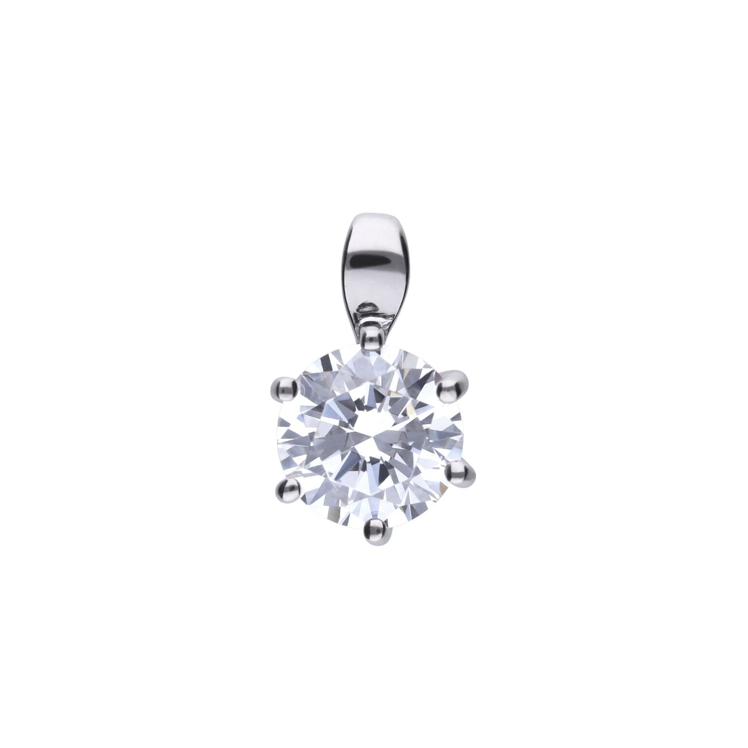 SILV ZIRC DIAMONFIRE 2.0CT SOLIT CLW PENDANT & CH