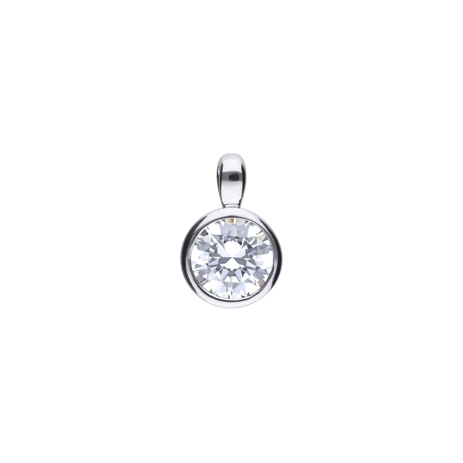 SILV RUB SET ZIRC DIAMONFIRE 1.00CT SOLIT PENDANT & CH