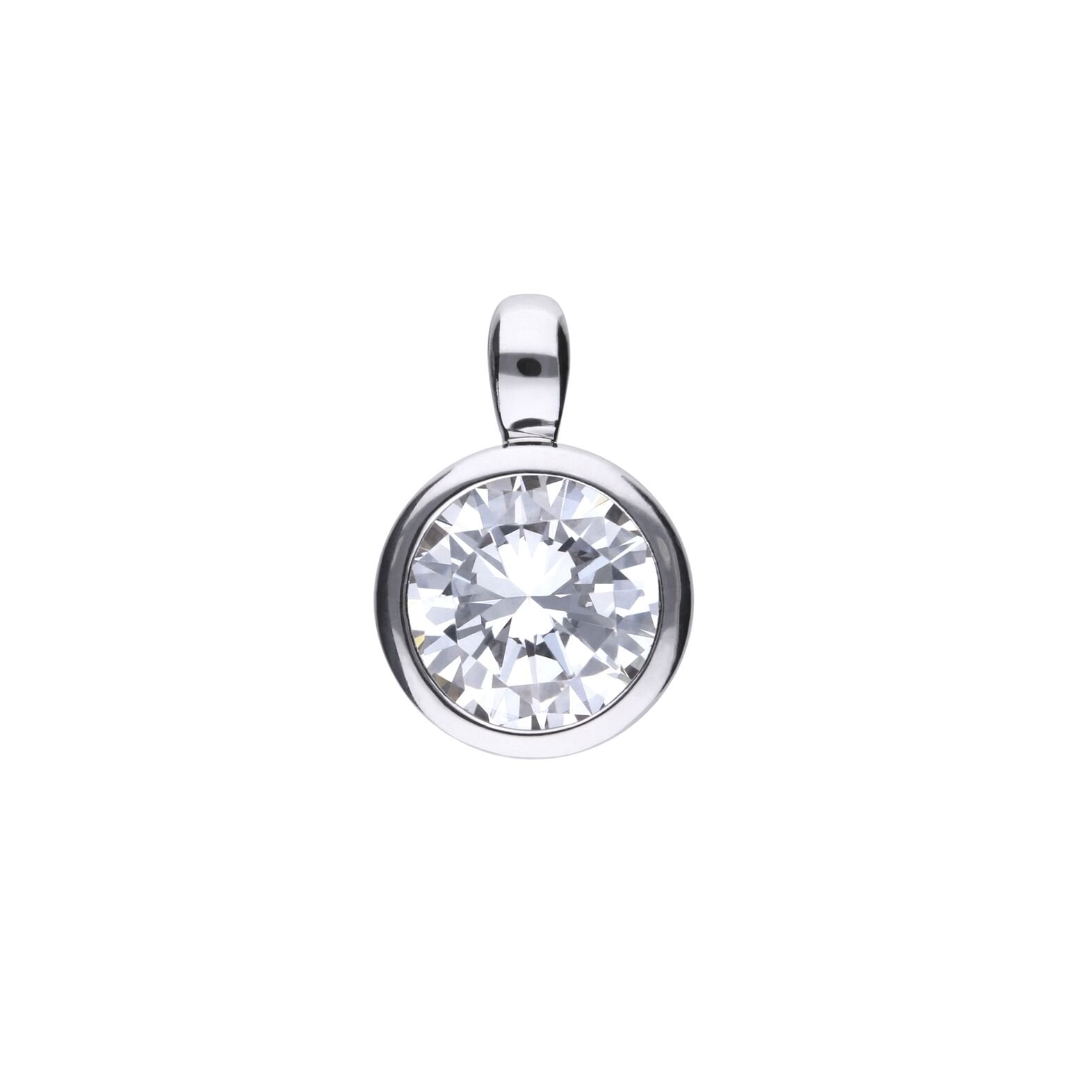 SILV ZIRC DIAMONFIRE 2.00CT SOLIT RUB PENDANT & CH